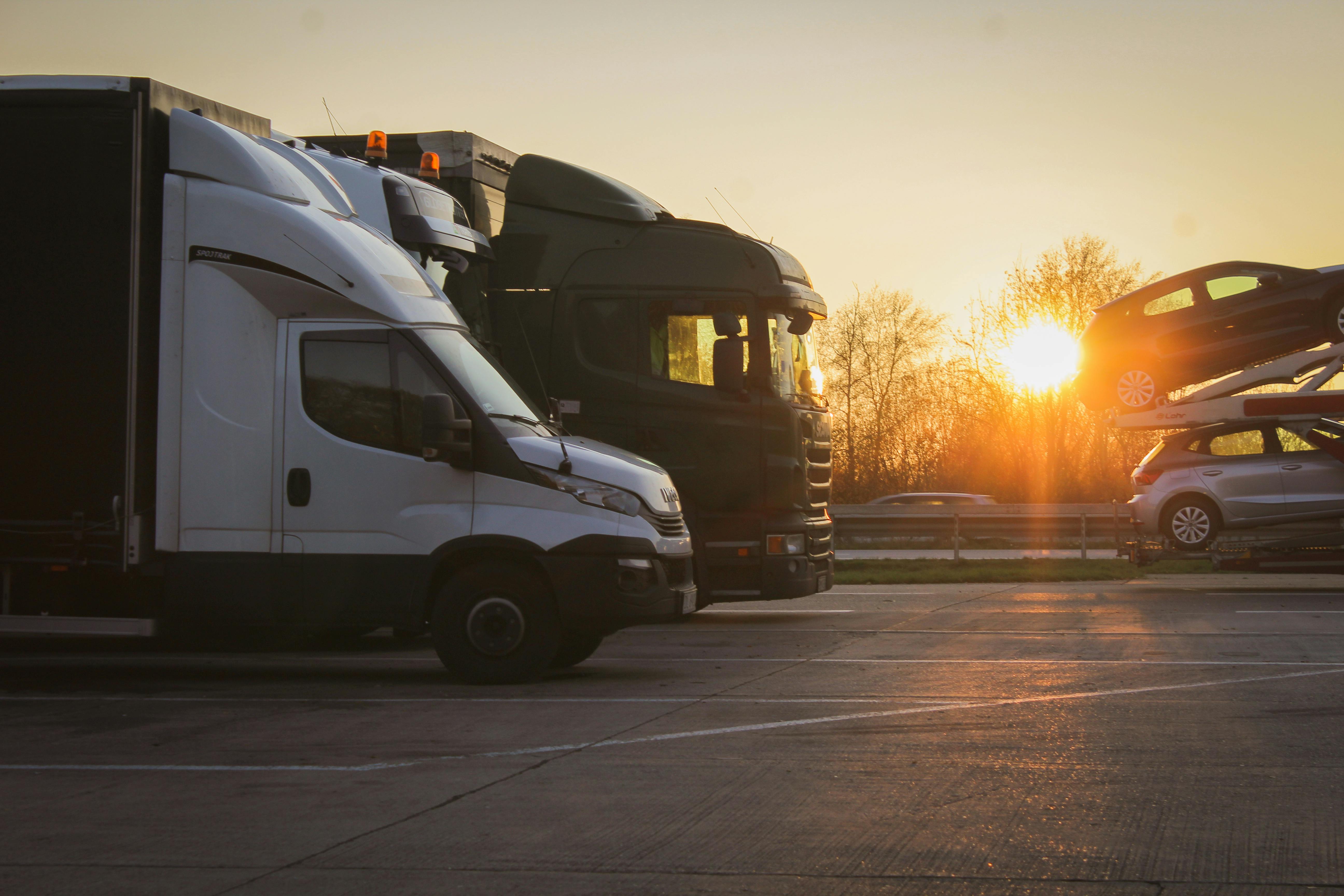 Trucks at night